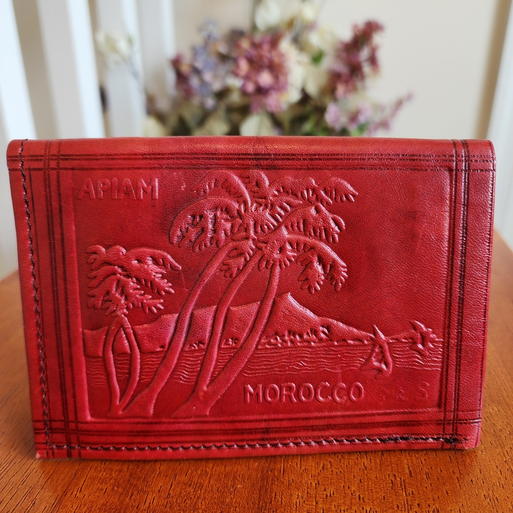 Red Embossed Leather Wallet
